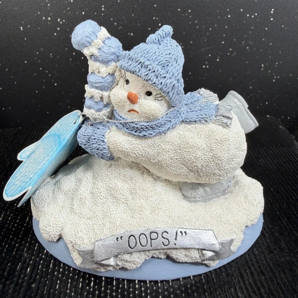 Snow Buddies Oops Snowman Ice Skating Figurine Encore Group Blue White 4in